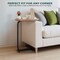 Space-Saving Narrow C-Shaped Bedside Table, Farmhouse Wood Grain Sofa Side End Table with Stable Metal Base
